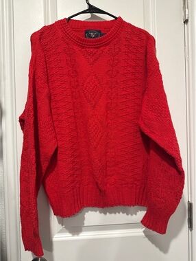 Vintage Lake Harmony Rowing Club Red 100% Cotton Knit Sweater Large Made in USA